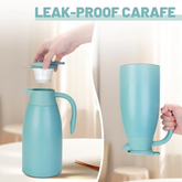SSAWcasa 68oz Coffee Carafe Stainless Coffee Dispenser Upgraded Coffee Thermos for Keeping 24 Hours Hot/Cold or Longer (Coral Blue)